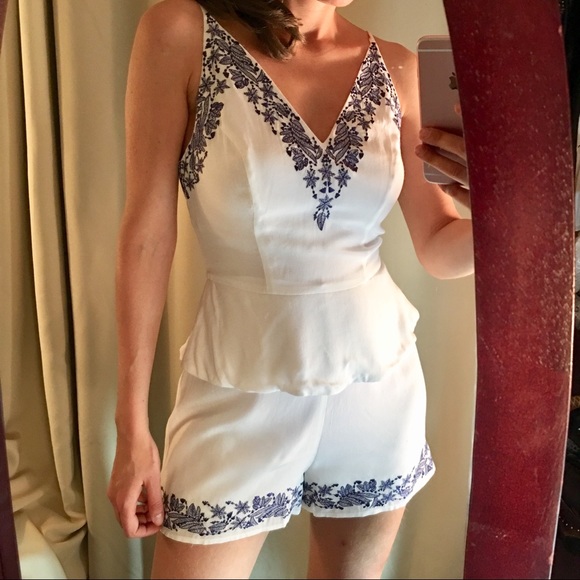 bebe Pants - Bebe NWT romper white blue 0